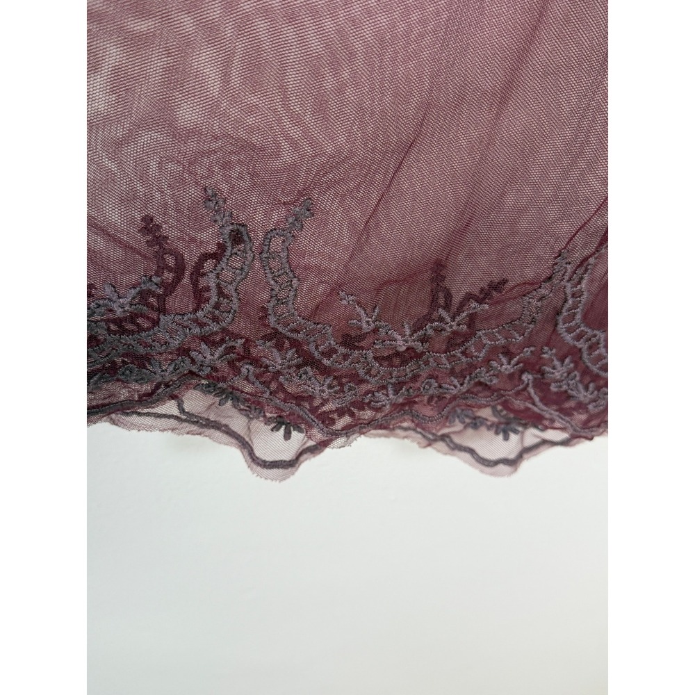 Kimchi Blue Mini Dress Sz S Plum Sheer Mesh Embroidered Tiered Fairy Coquette - Picture 4 of 7